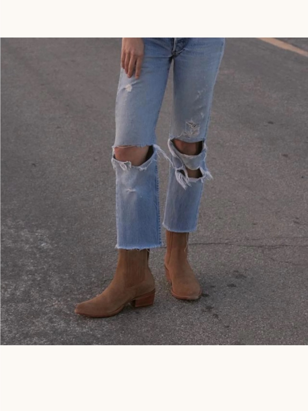 Tecovas Taylor Suede Booties in Latte - Picture 4 of 15